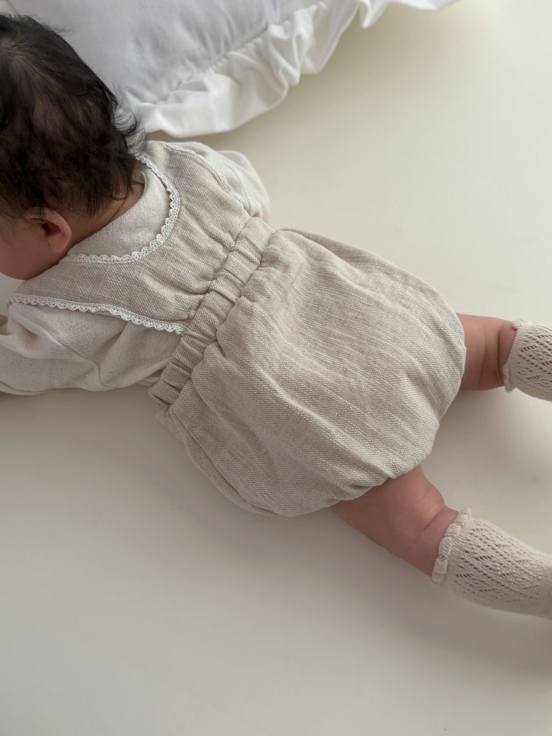 【monbebe夏新作】monbebe / Pure Linen Suspender Suit