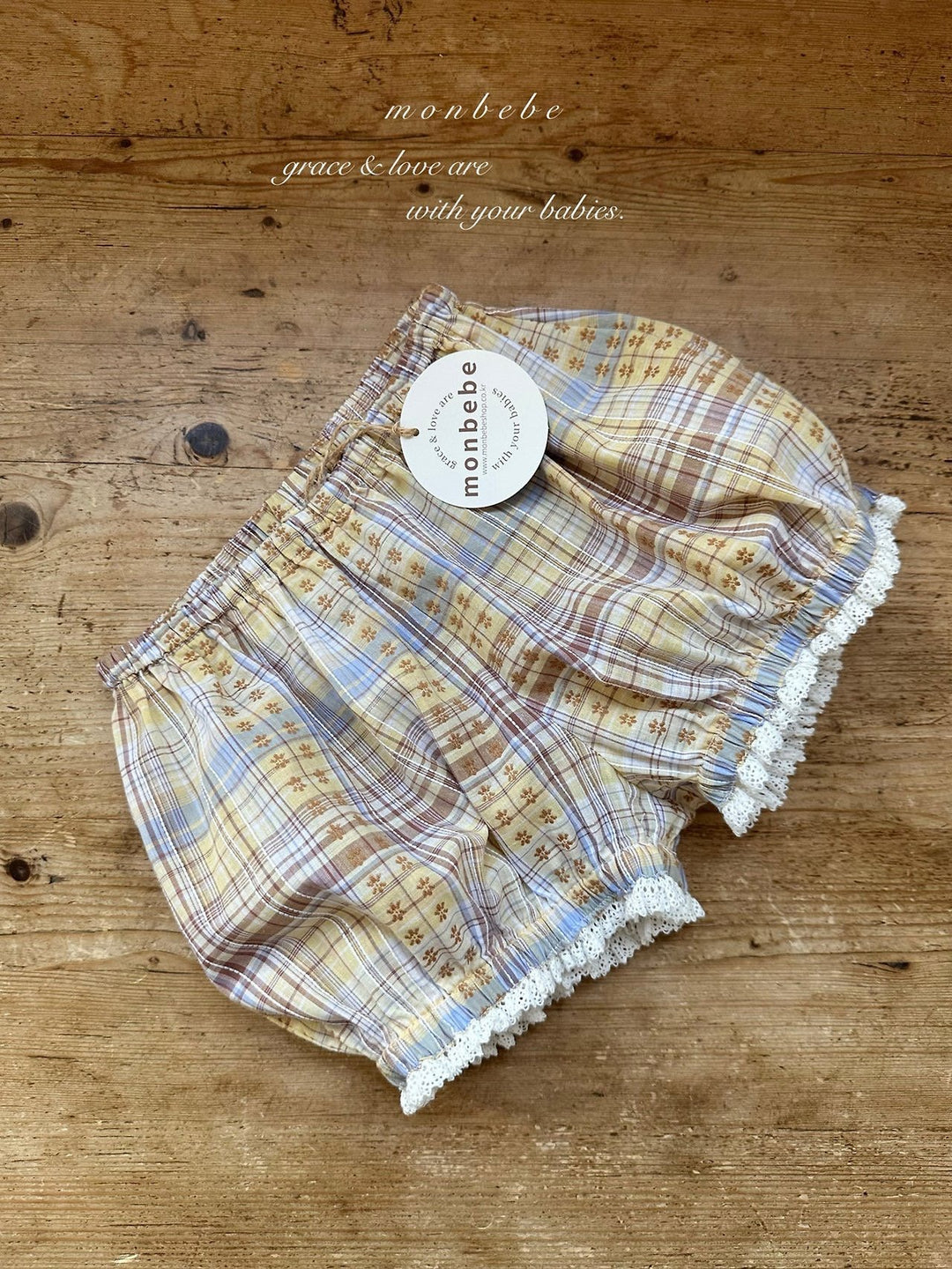 【予約】monbebe / Check Peony Balloon Shorts