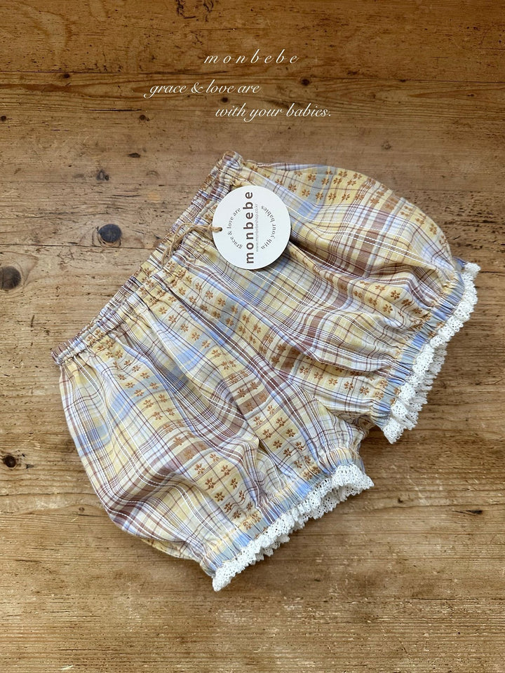 【予約】monbebe / Check Peony Balloon Shorts