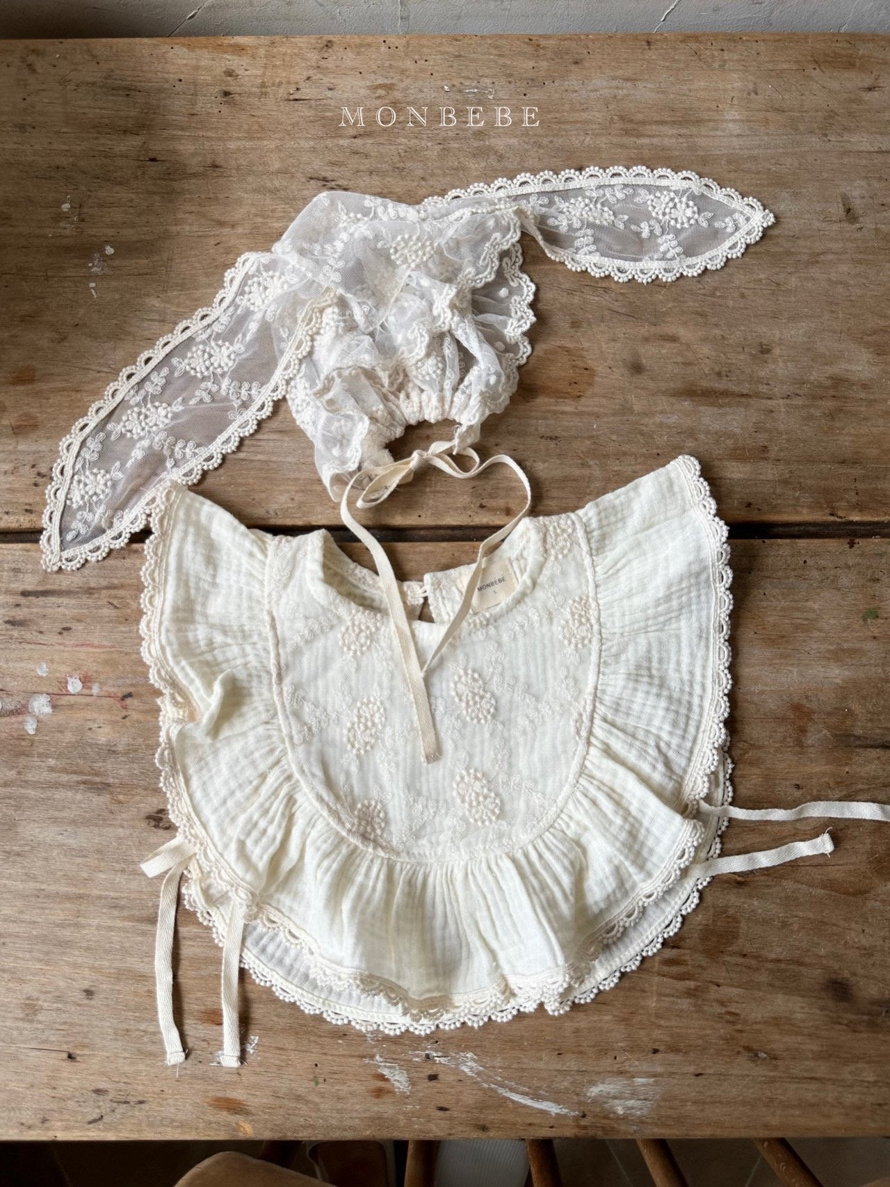 即納】monbebe / Lace bunny bonnet – ciel de bébé