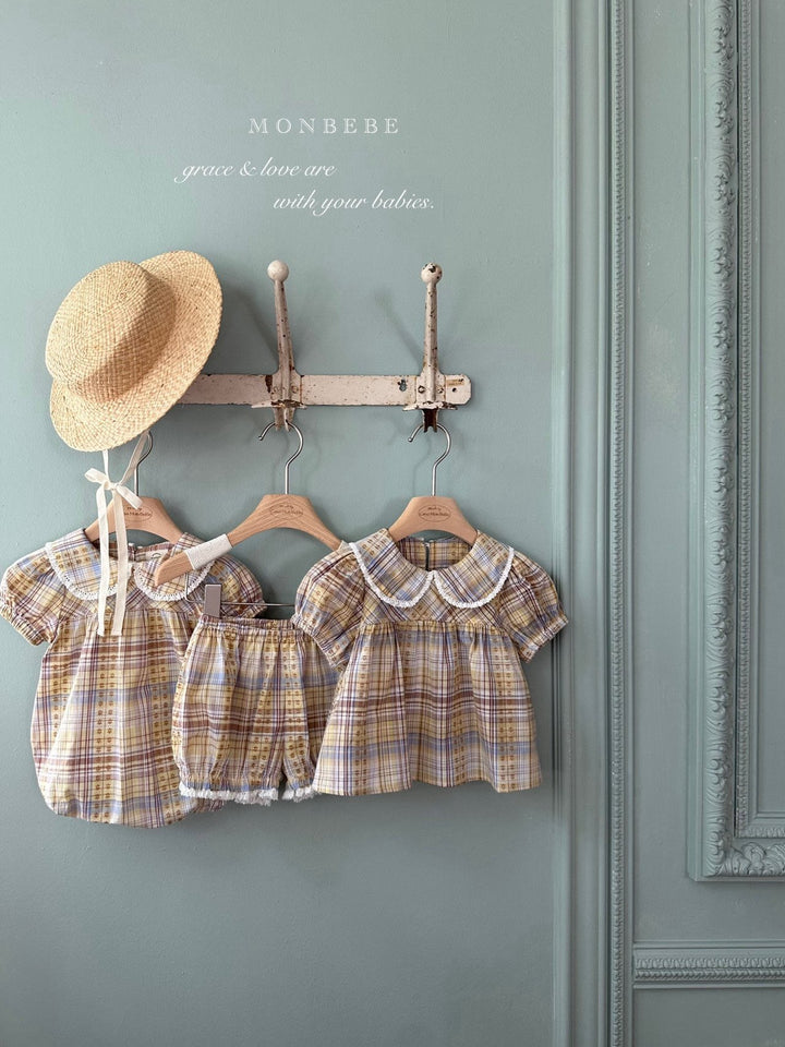 【予約】monbebe / Check Peony Blouse