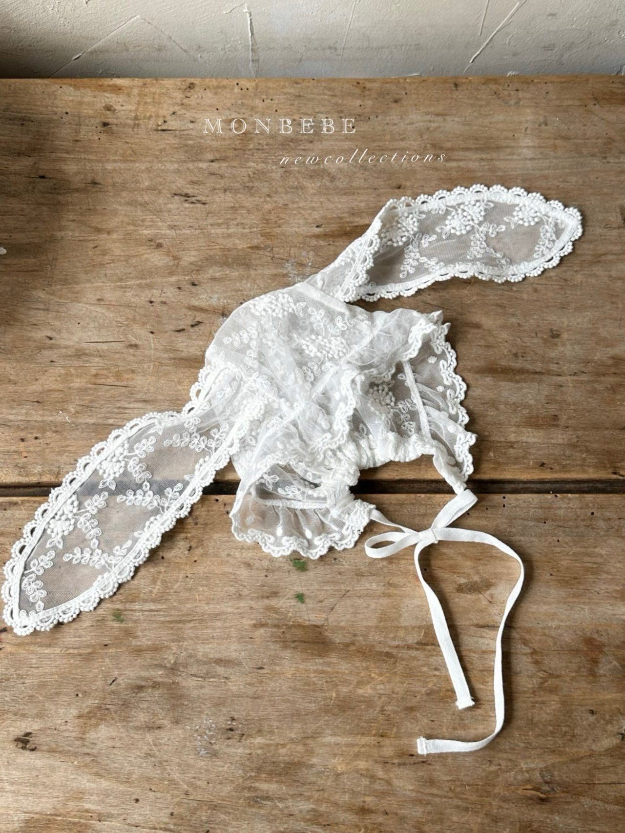 即納】monbebe / Lace bunny bonnet – ciel de bébé