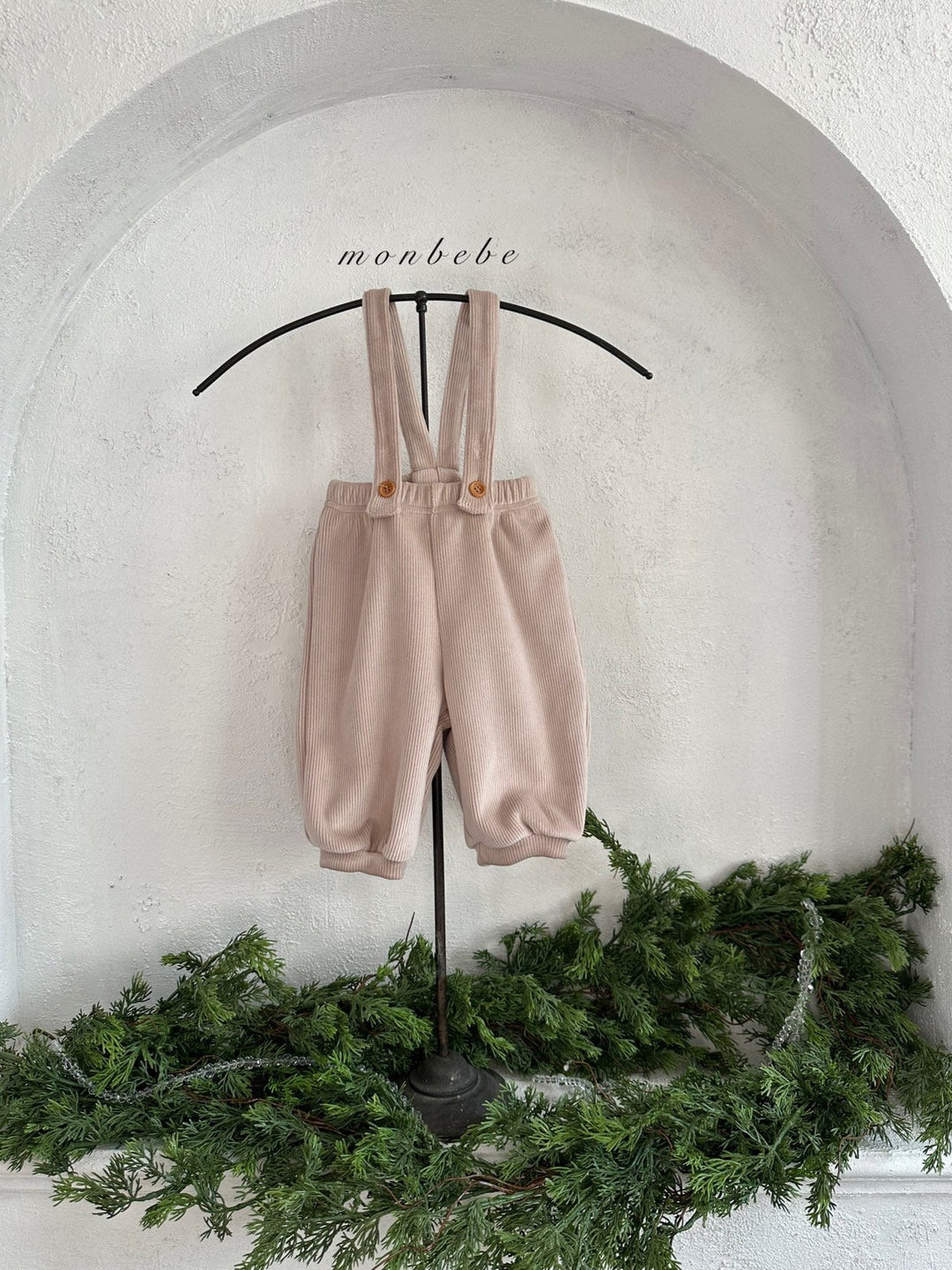 【新作11/17発売】 monbebe / Ribbed suspenders Pants
