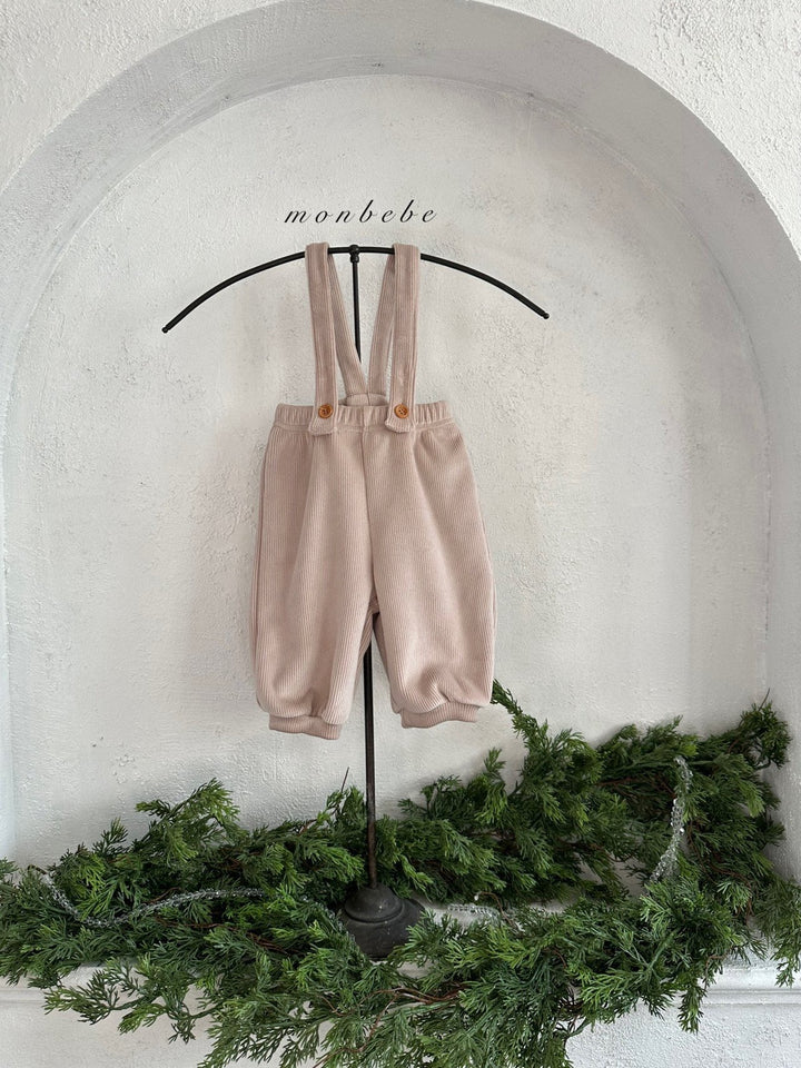 【新作11/17発売】 monbebe / Ribbed suspenders Pants