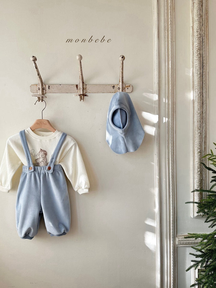 【新作11/17発売】 monbebe / Ribbed suspenders Pants