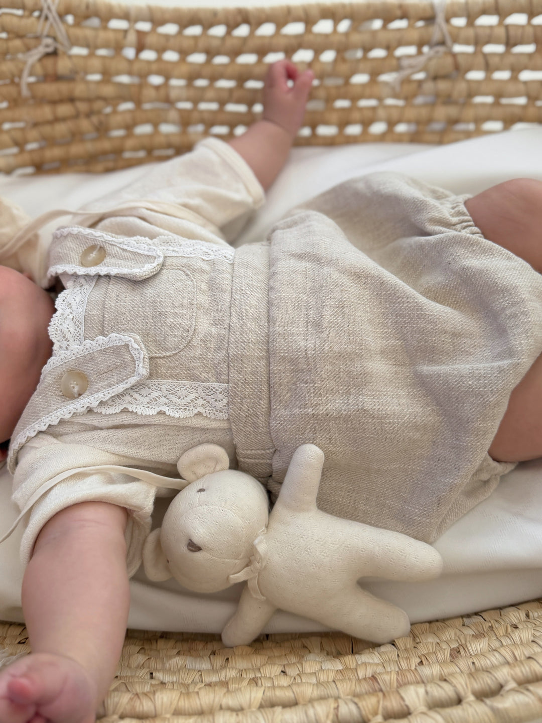 【monbebe夏新作】monbebe / Pure Linen Suspender Suit