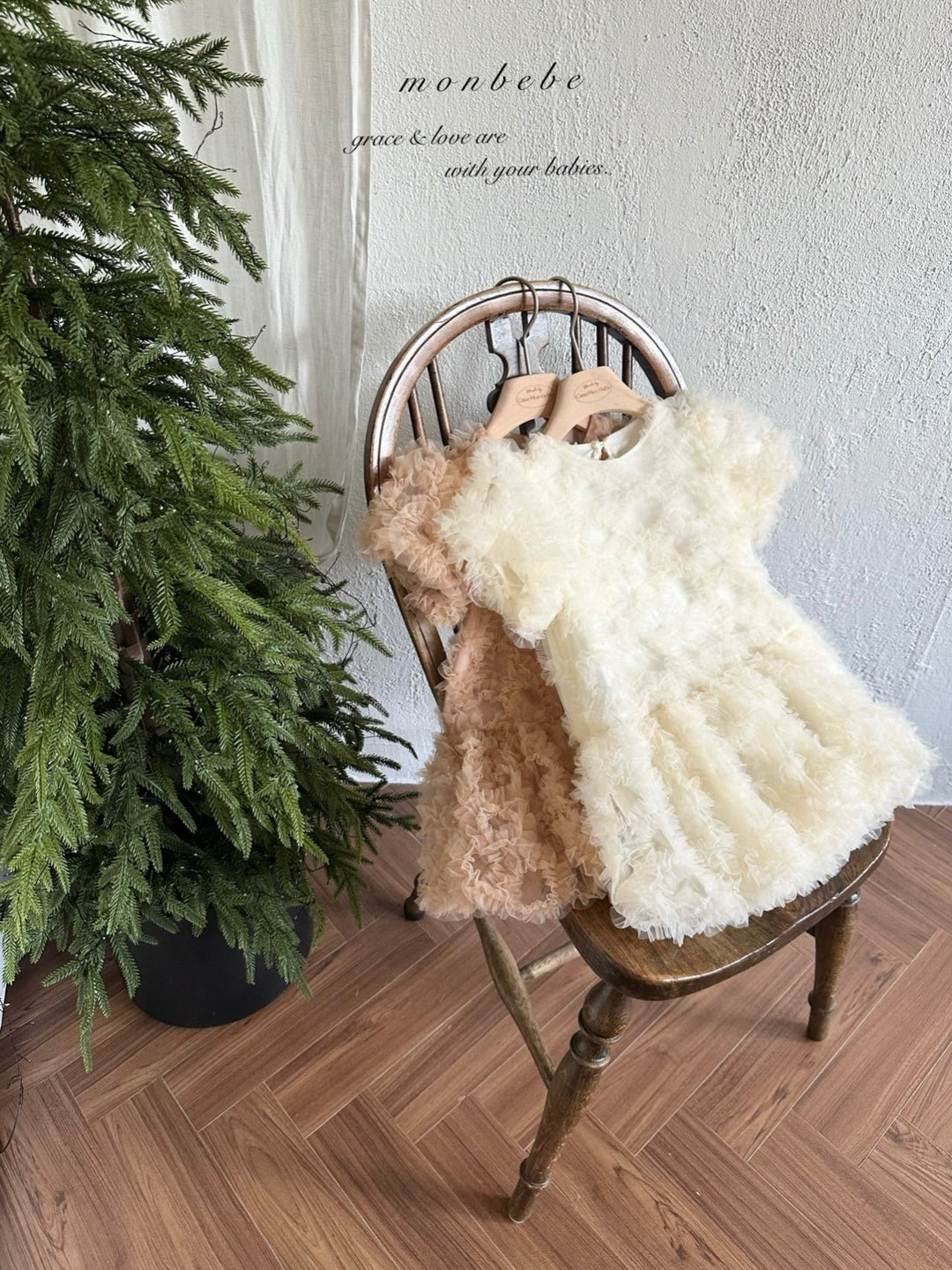 【新作 11/12予約受付開始】monbebe / Blanc Shasha dress