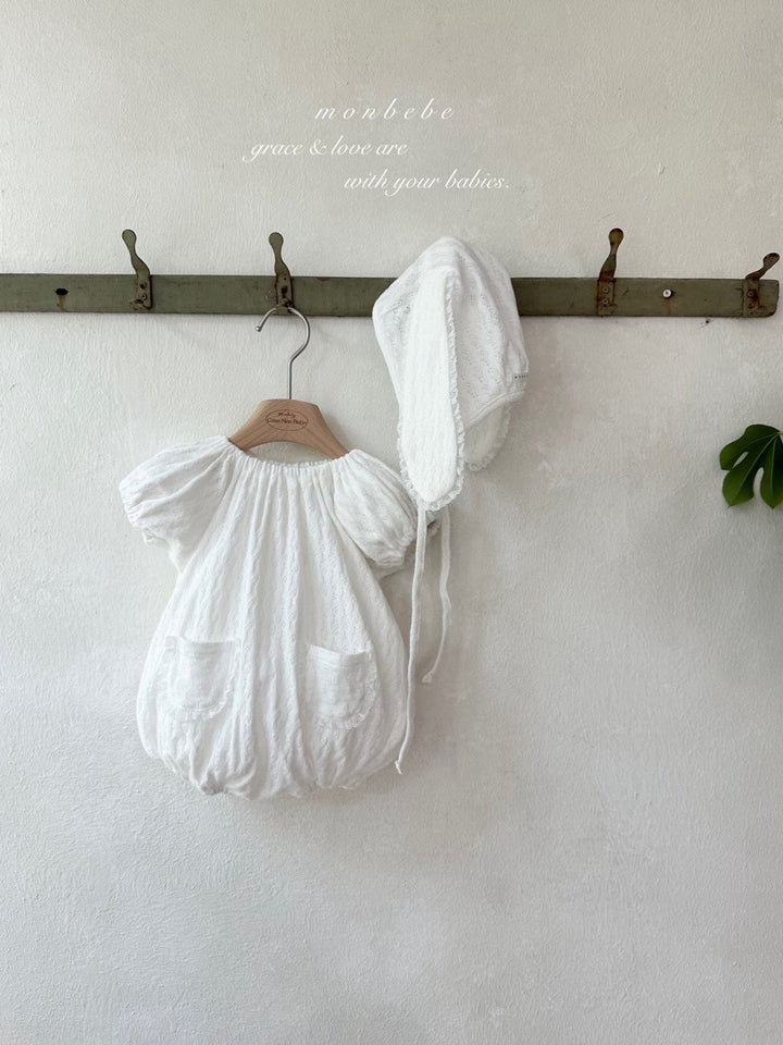 【monbebe夏新作】monbebe / Bunny Knit Balloon Suit (Bonnet set)
