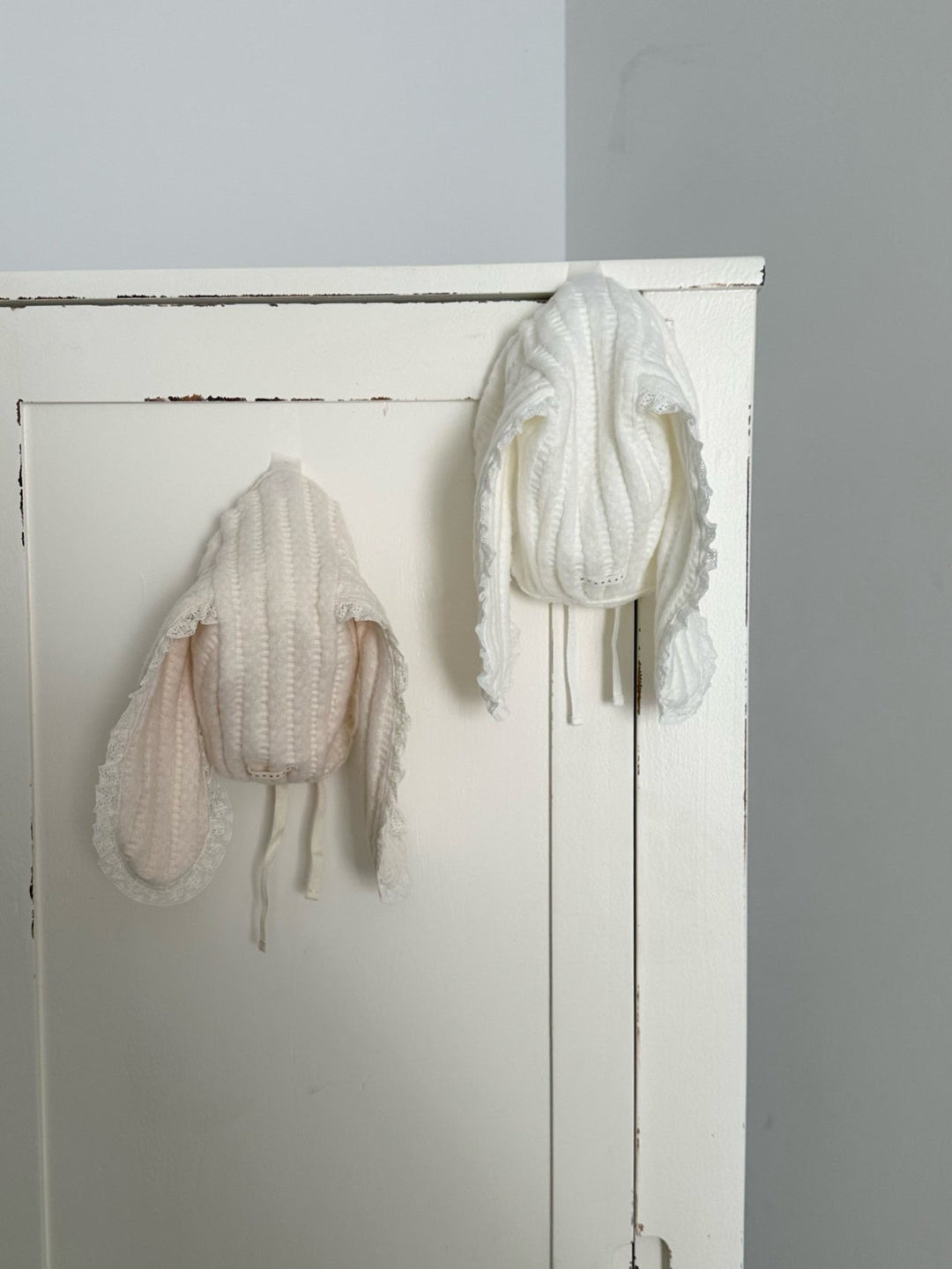 【11/28 ivory/cream S再入荷】 monbebe / Knit bonbon suit(bonnet set)