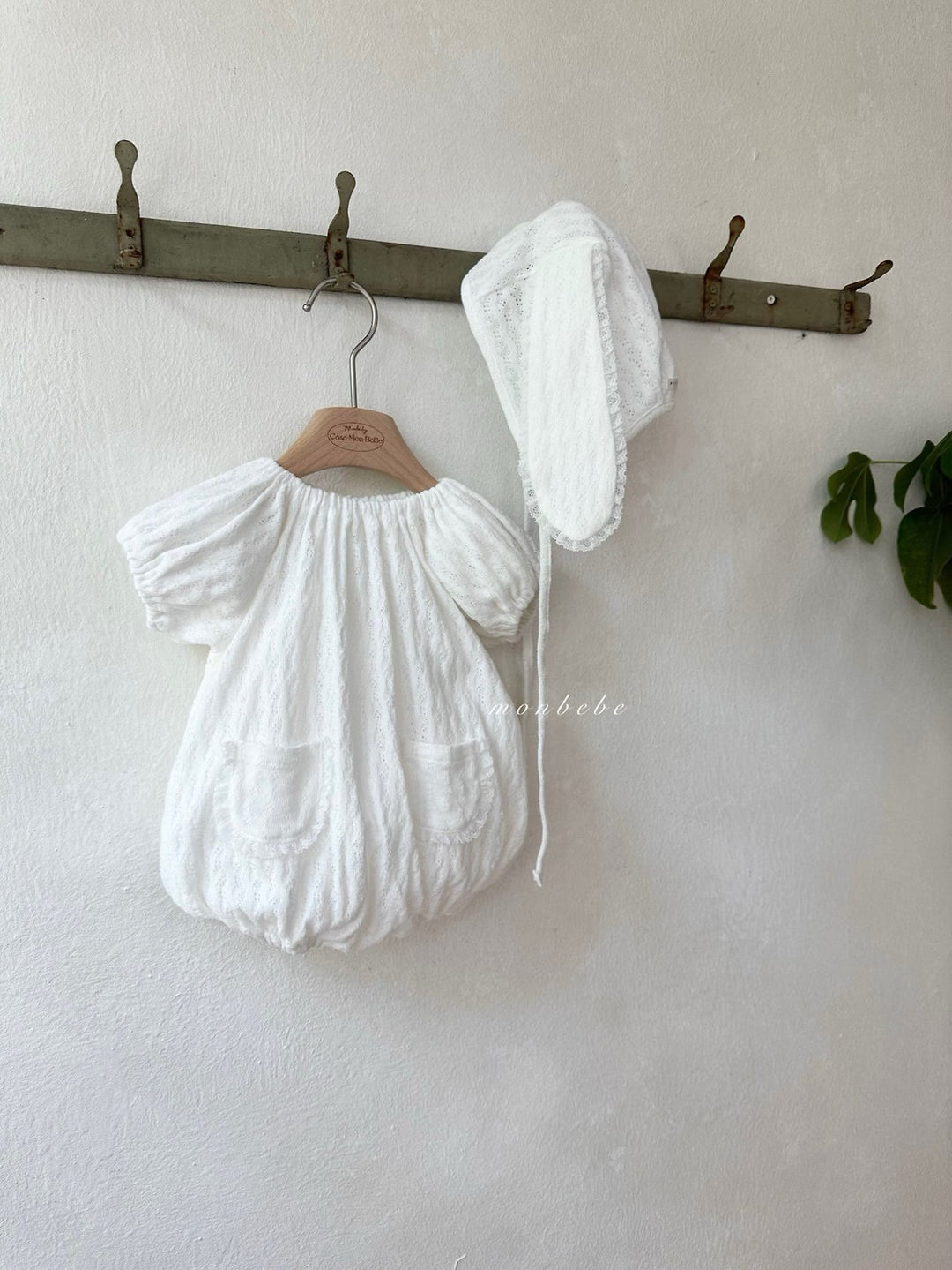 【monbebe夏新作】monbebe / Bunny Knit Balloon Suit (Bonnet set)