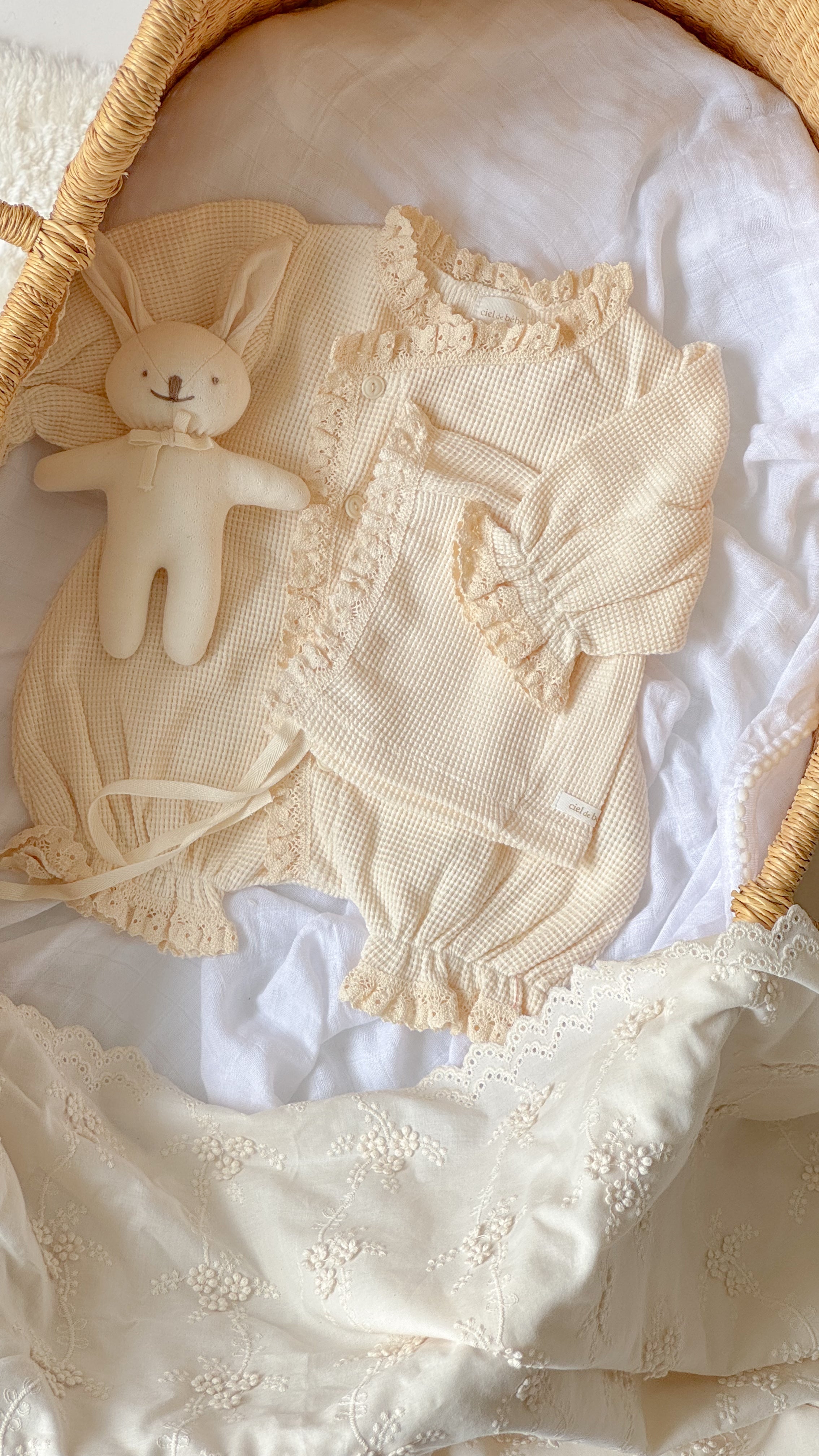 着物・セレモニードレス waffle glory suit/handmade cotton bonnet bébé / (長袖) waffle glory suit – ciel de bébé