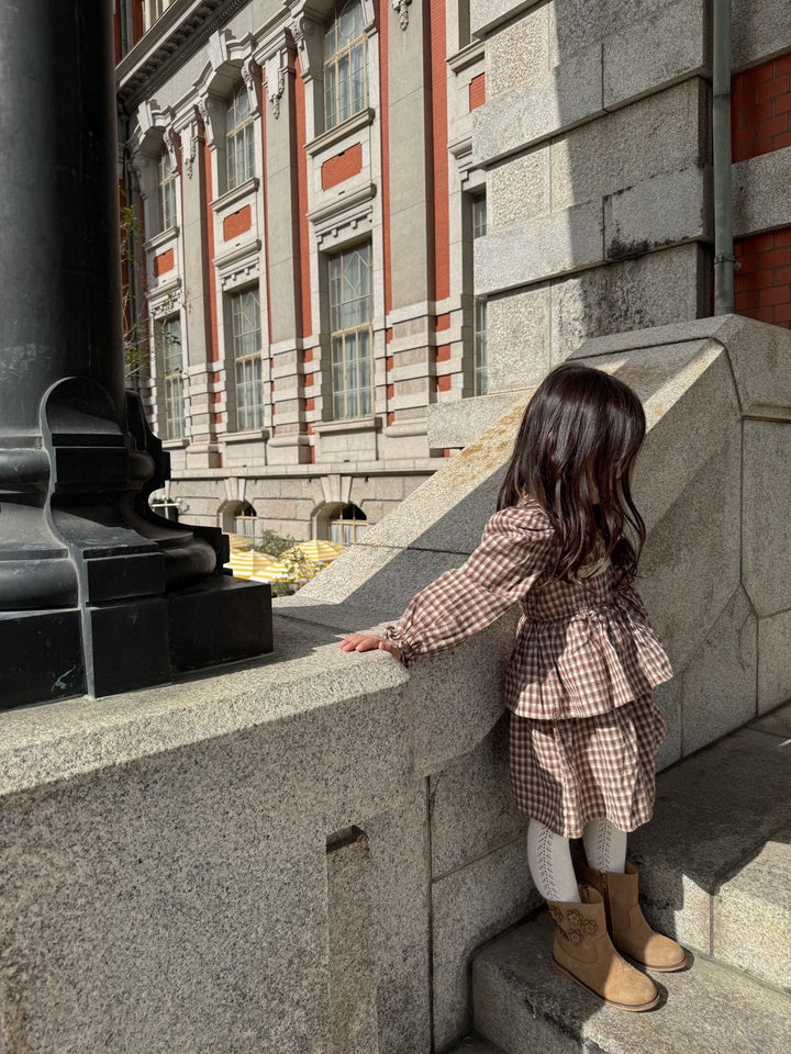 【新作 11/12予約受付開始】monbebe / Lope Check dress