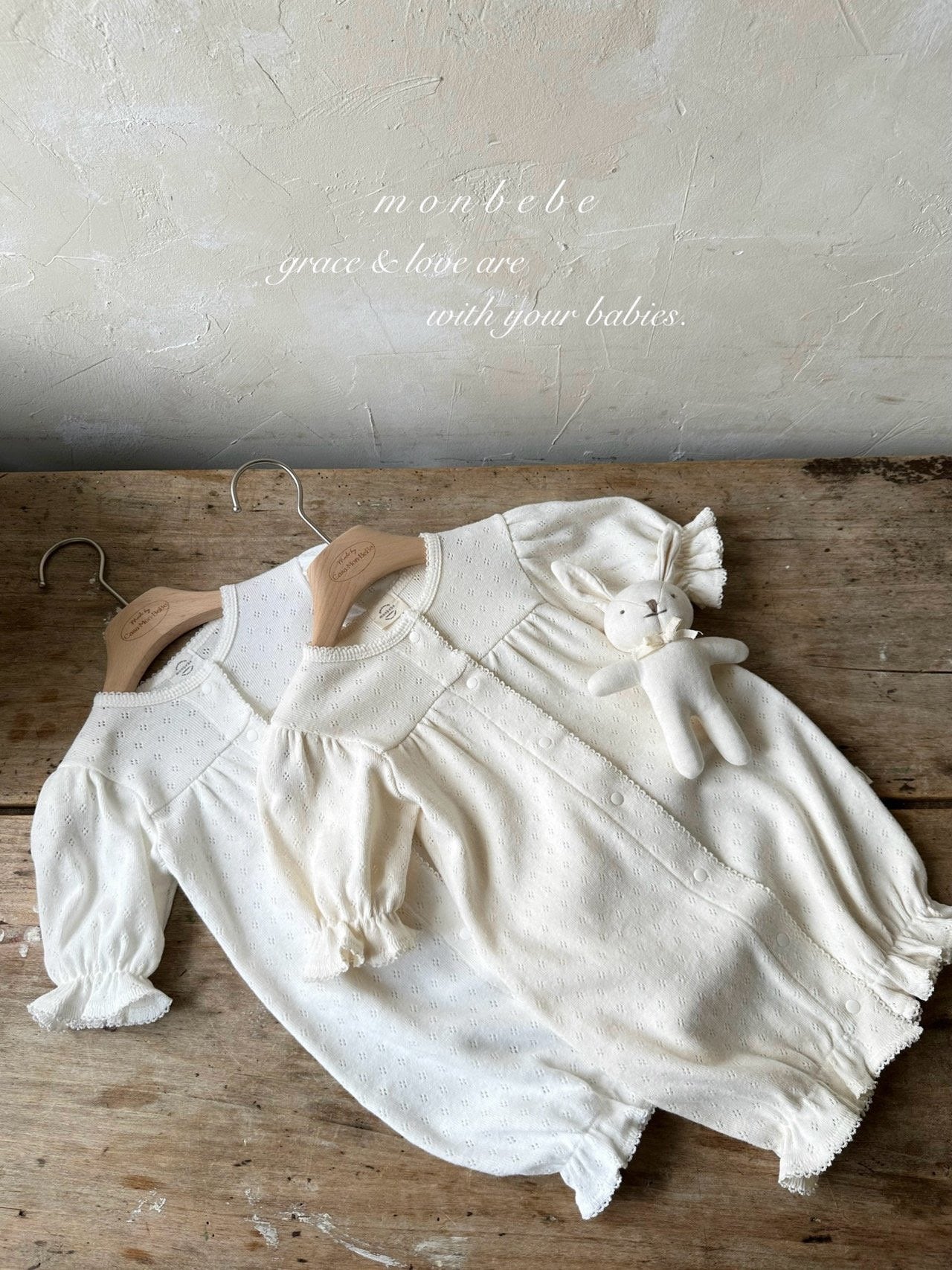 ciel de bébé ホワイトロンパース ボンネット ボンネット – ciel de bébé