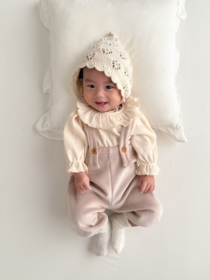 【新作11/17発売】 monbebe / Ribbed suspenders Pants