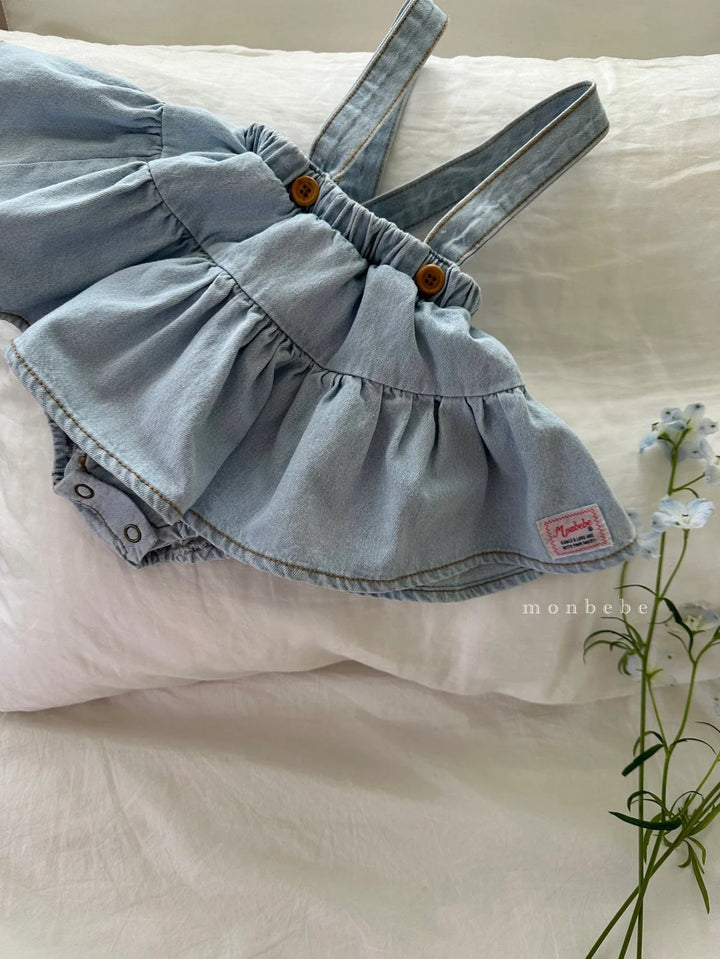 monbebe / Icing denim suspender skirt