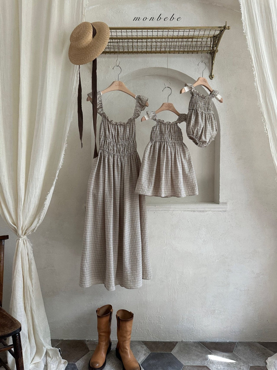 【予約】 monbebe / Maple Check Dress (mom)