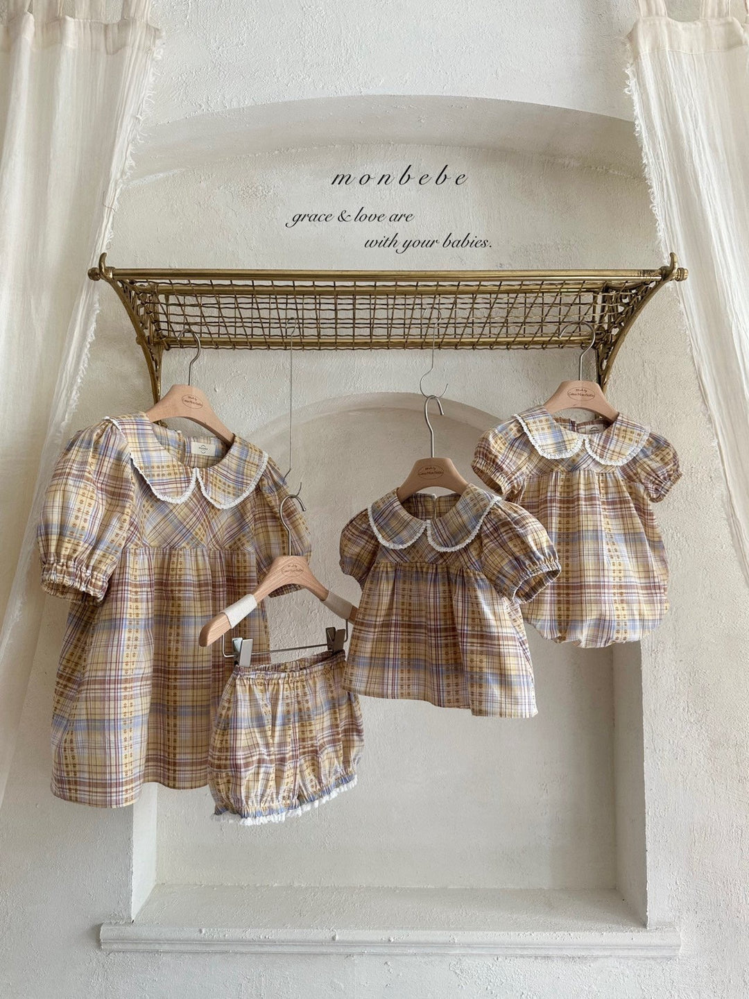 【予約】monbebe / Check Peony Blouse
