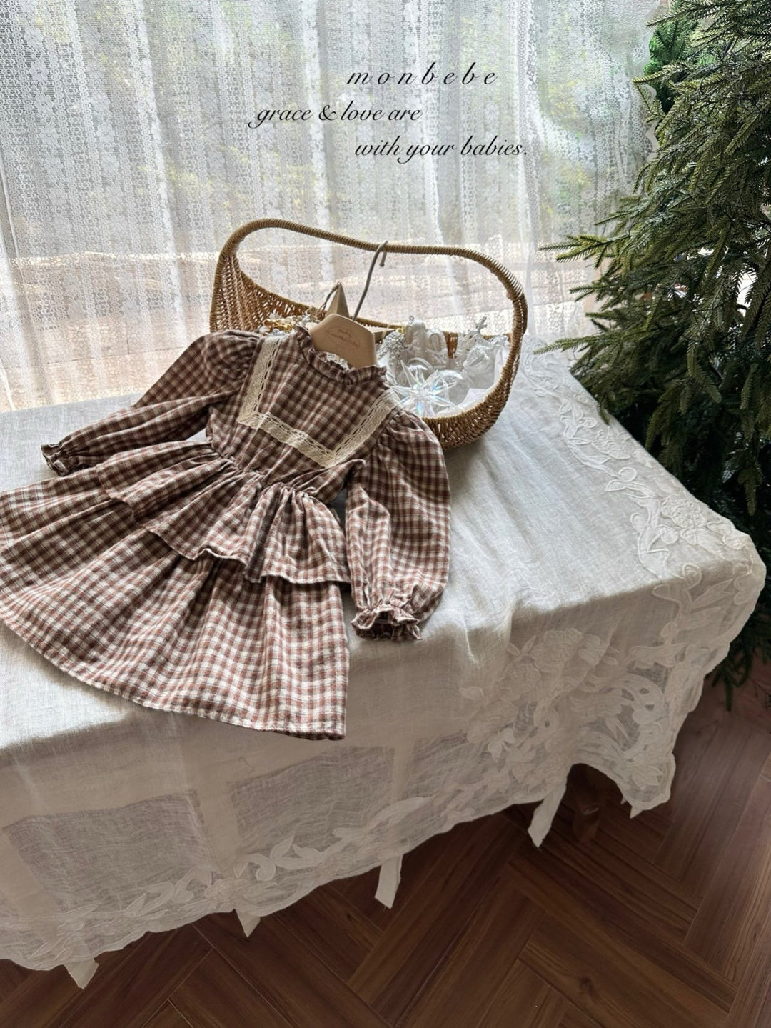 【新作 11/12予約受付開始】monbebe / Lope Check dress