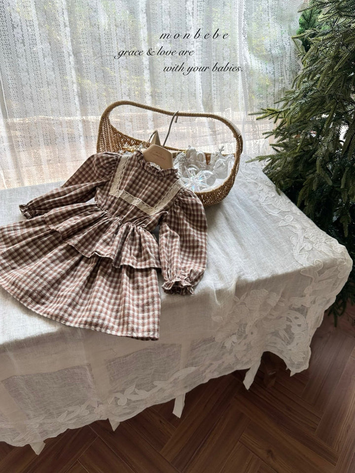 【新作 11/12予約受付開始】monbebe / Lope Check dress