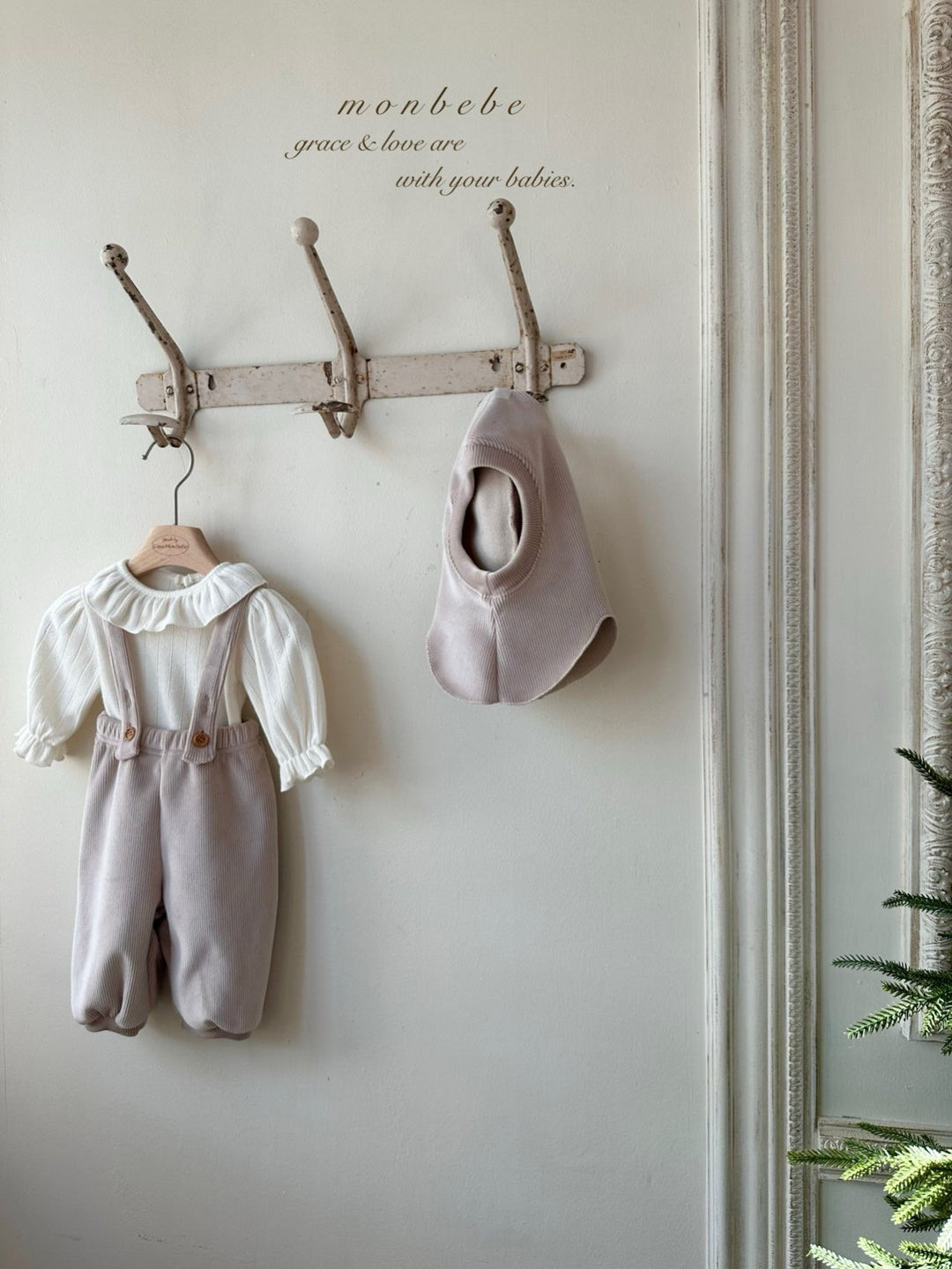 【新作11/17発売】 monbebe / Ribbed suspenders Pants