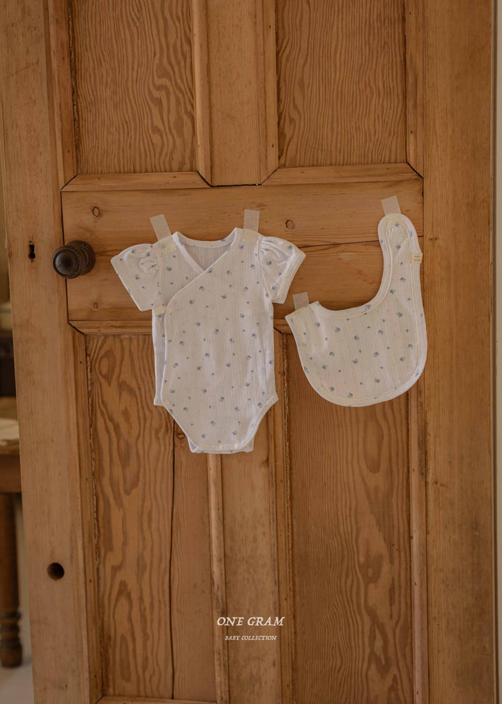 1gram  / Ribbed baby romper (bib set)