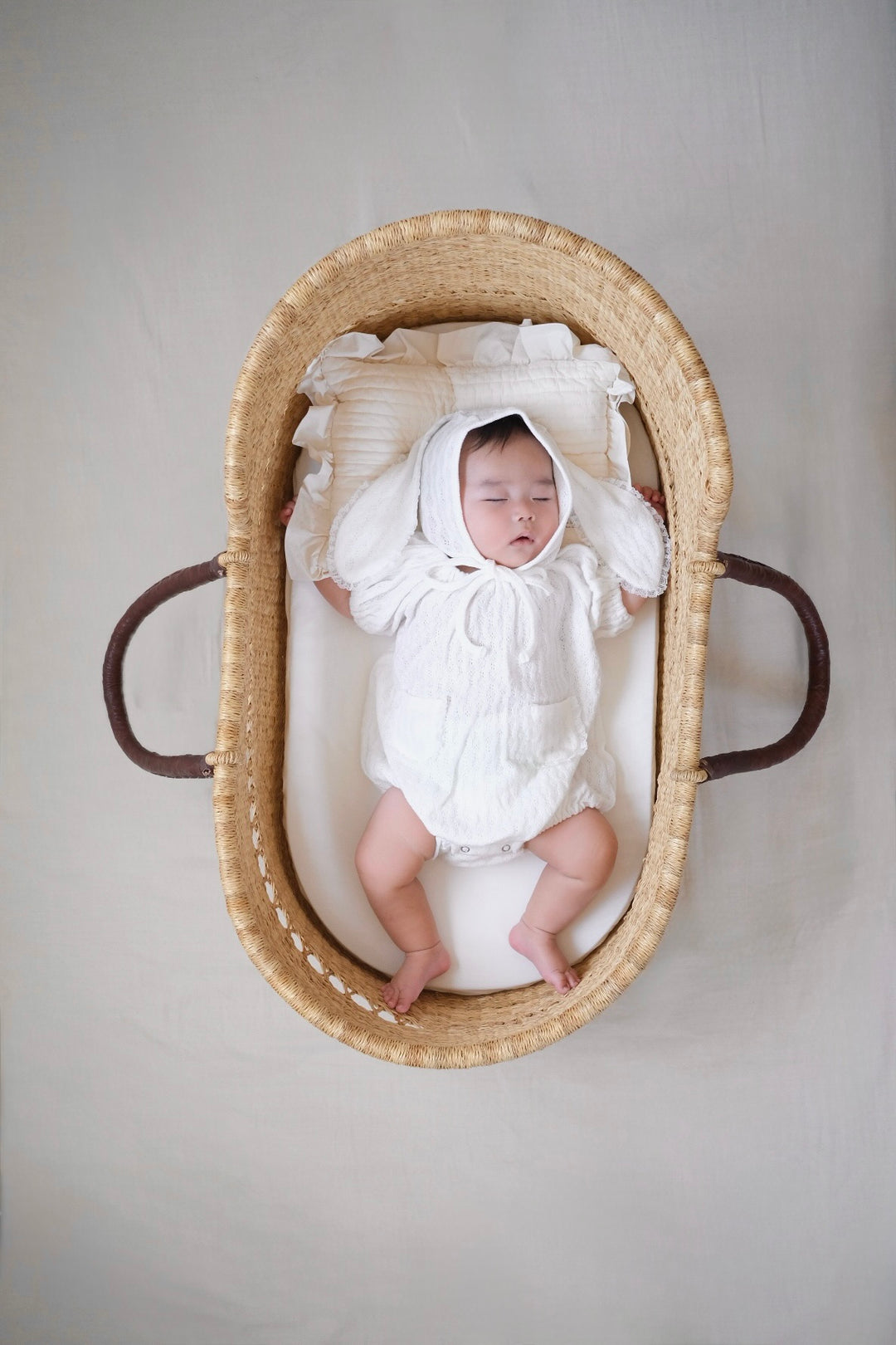 【monbebe夏新作】monbebe / Bunny Knit Balloon Suit (Bonnet set)
