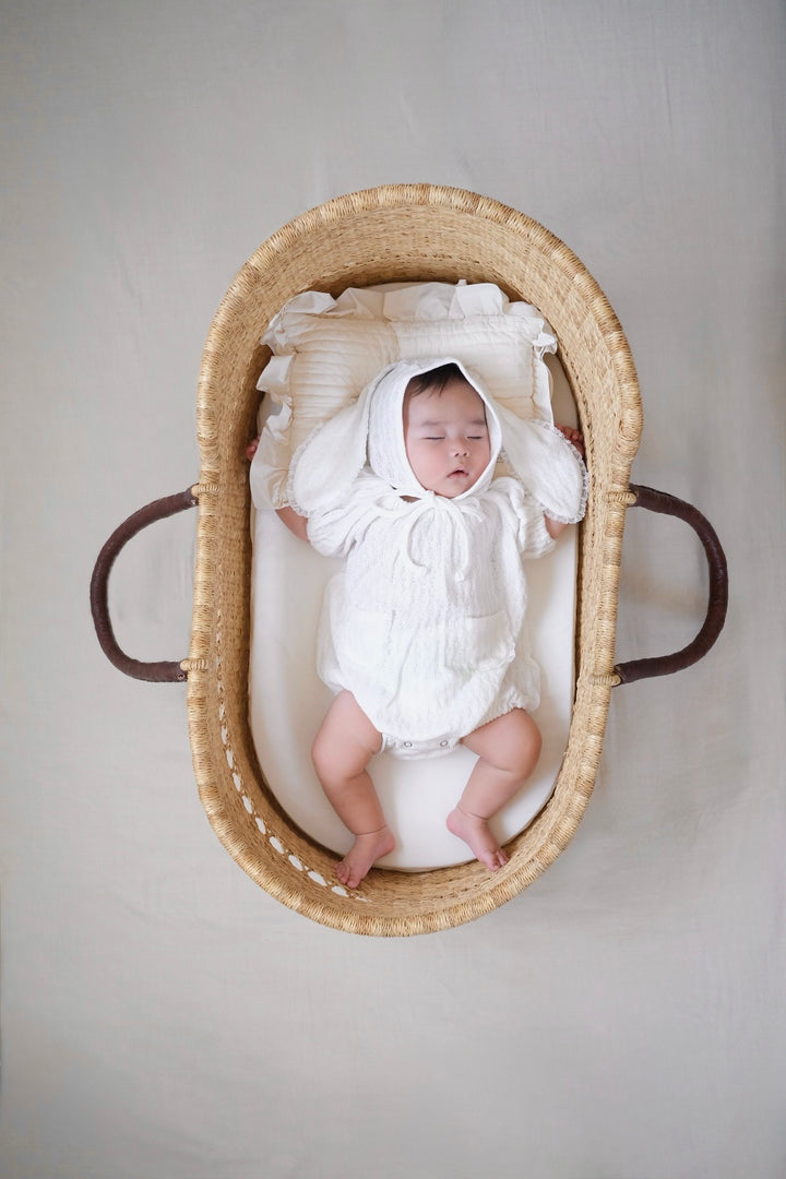 【monbebe夏新作】monbebe / Bunny Knit Balloon Suit (Bonnet set)