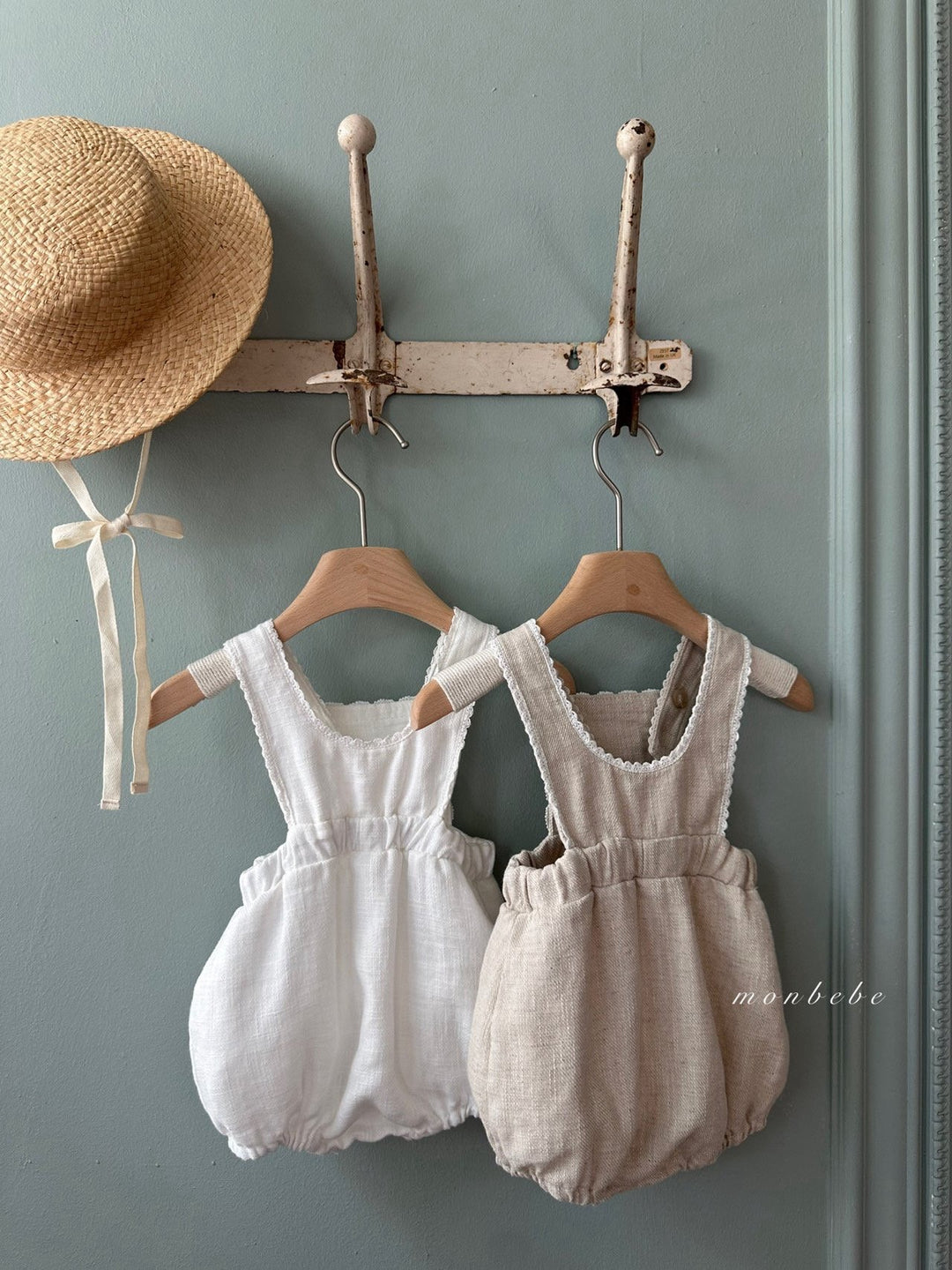 【monbebe夏新作】monbebe / Pure Linen Suspender Suit