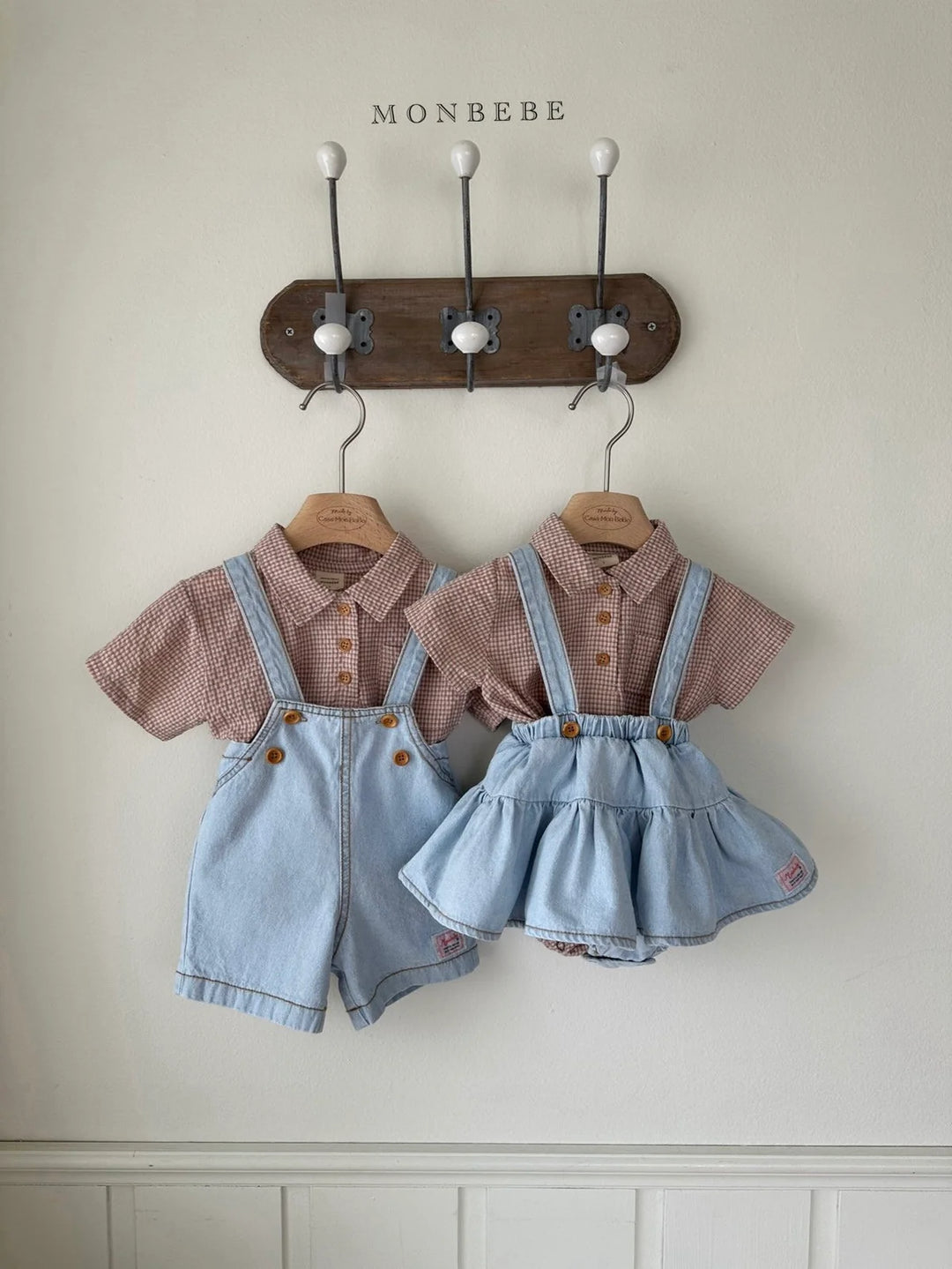 monbebe / Icing denim suspender skirt