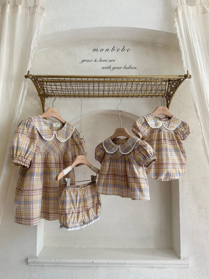 【予約】monbebe / Check Peony Balloon Shorts