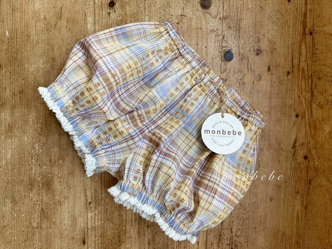 【予約】monbebe / Check Peony Balloon Shorts