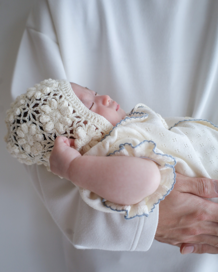 【予約】bébé / (半袖) hana picot lace suit