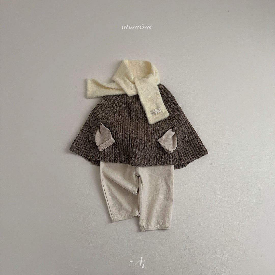 atomeme /  Olive knit poncho