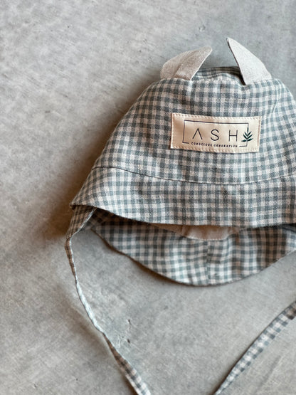 ASH Generation /  bear hat (straight / basil gingham)