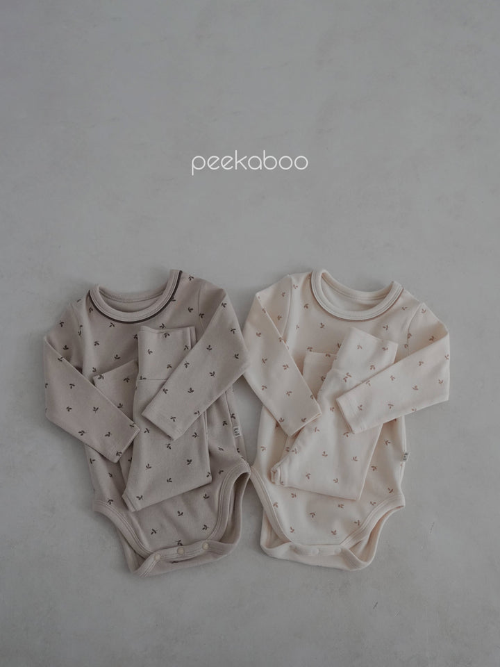 peekaboo / Brin baby suit set